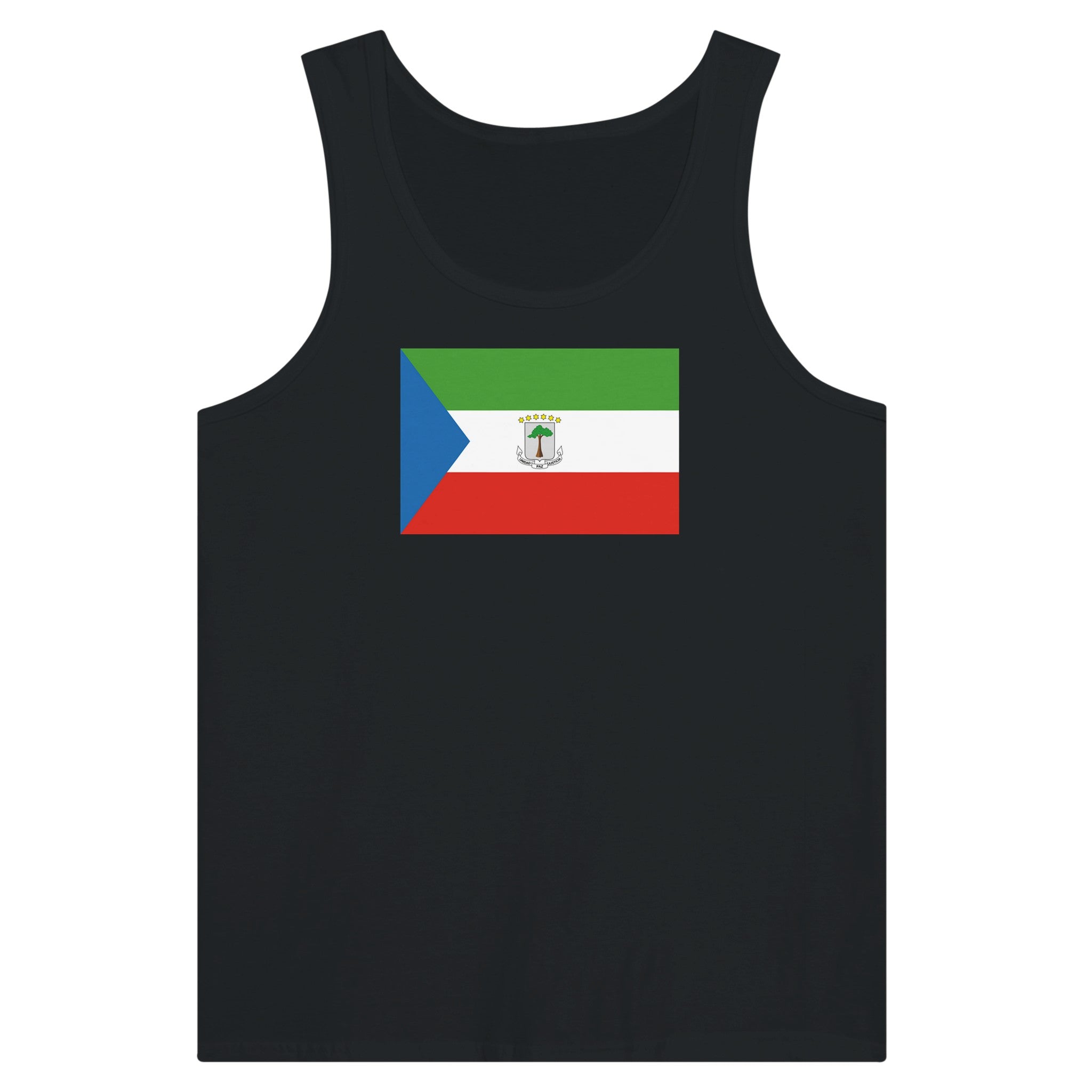 Débardeur Drapeau de la Guinée équatoriale en coton, avec impression centrale colorée du drapeau.