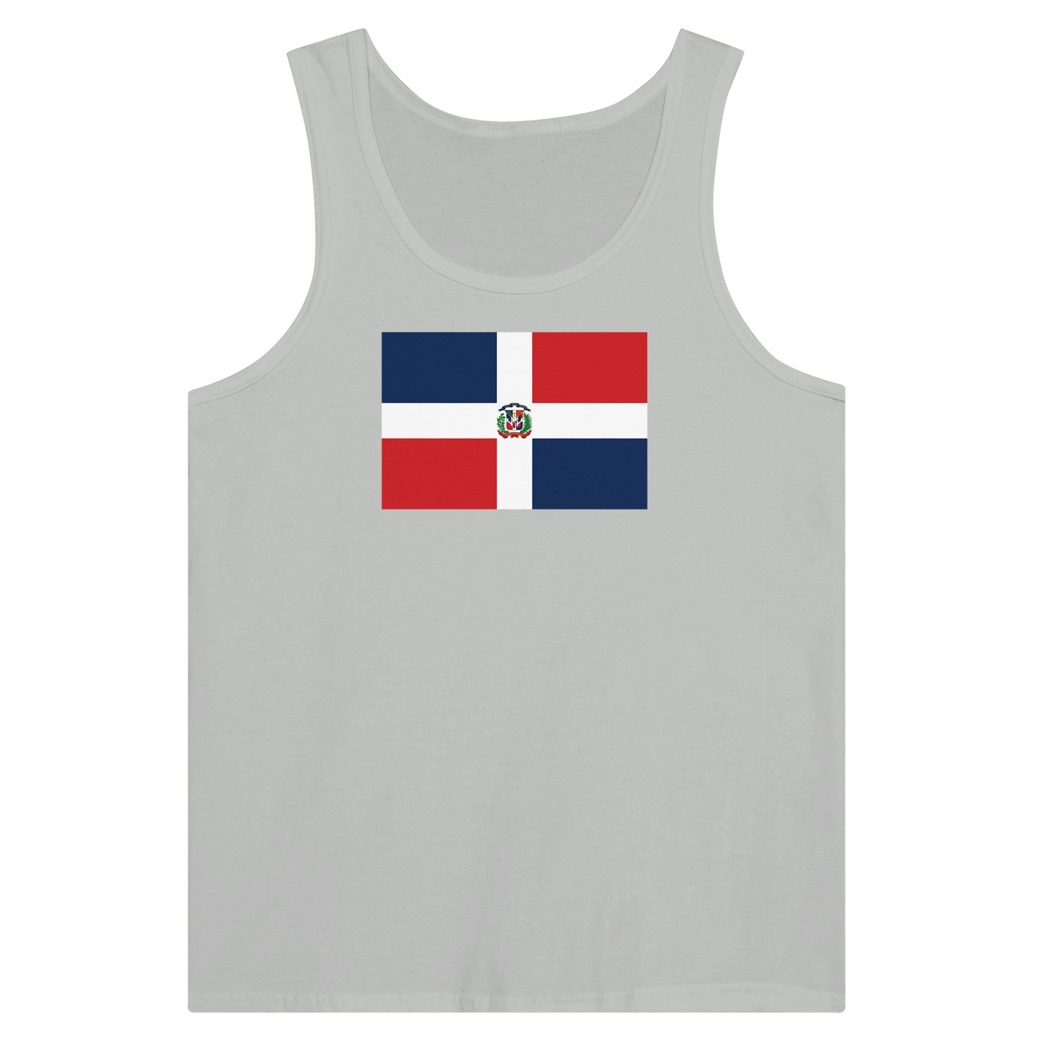 Débardeur Drapeau de la République dominicaine en coton, avec impression centrale colorée et design moderne.
