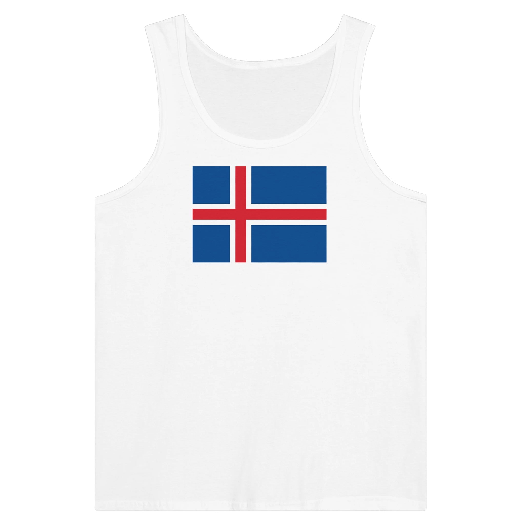 Débardeur Drapeau de l'Islande en coton, avec impression centrale colorée du drapeau islandais.