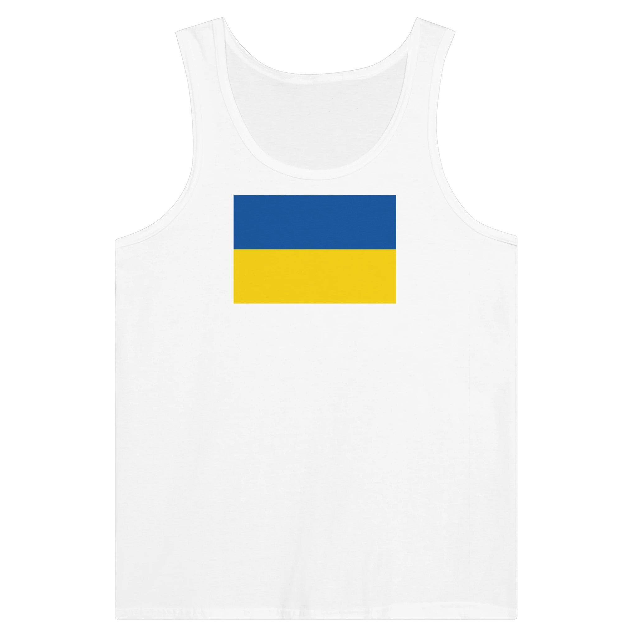 Débardeur Drapeau de l'Ukraine en coton, avec impression centrale colorée du drapeau ukrainien.