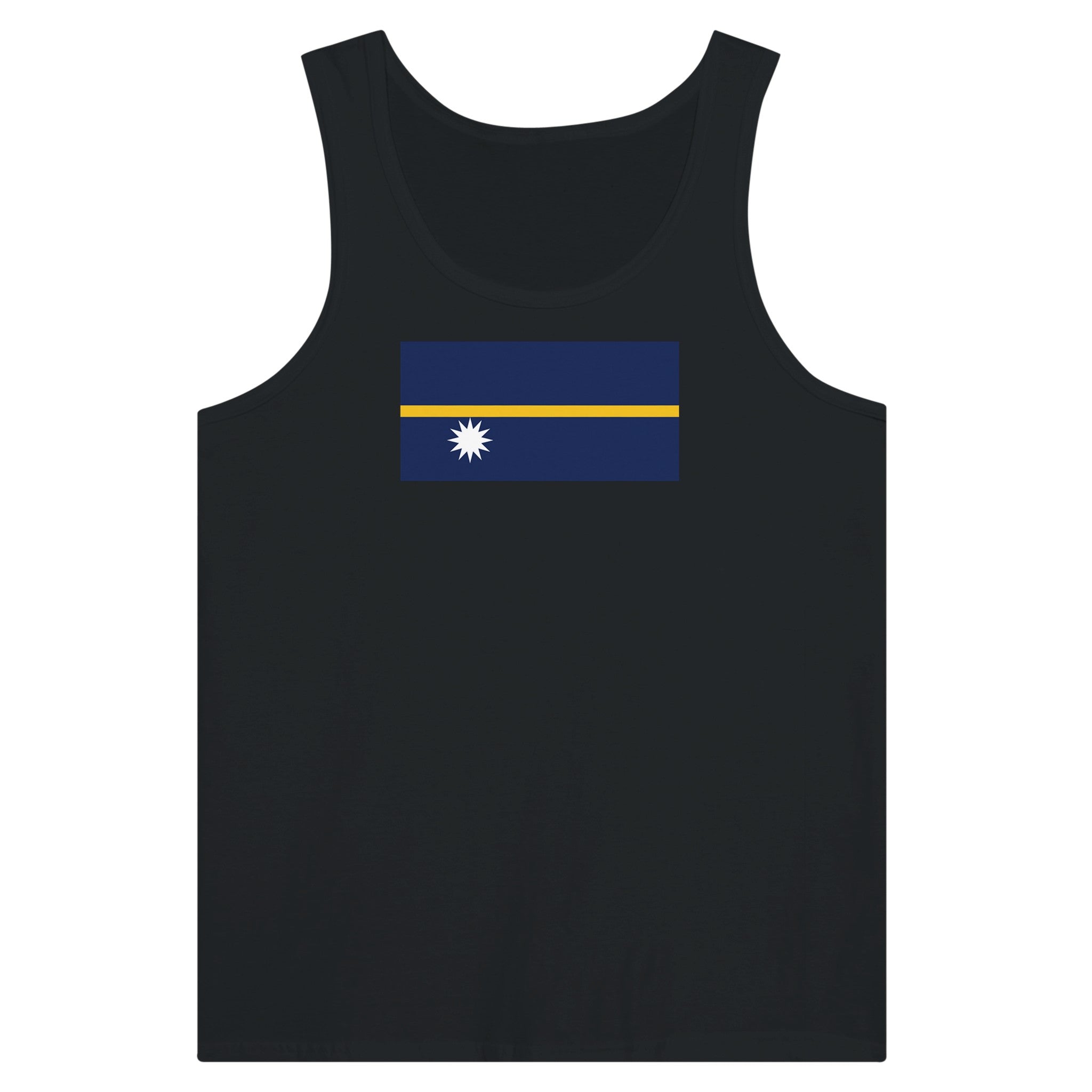 Débardeur Drapeau de Nauru en coton, avec impression centrale colorée, disponible en plusieurs couleurs.