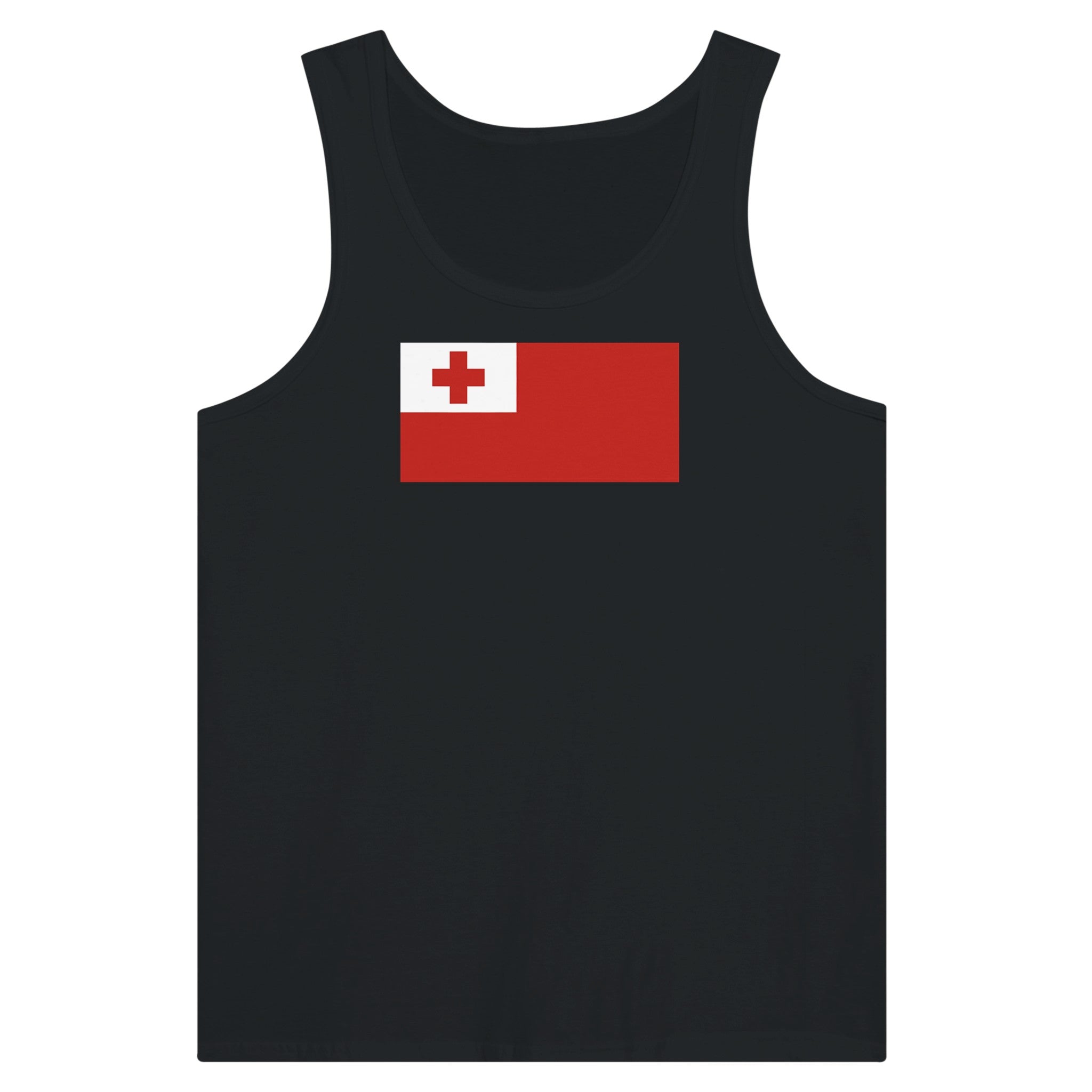 Débardeur Drapeau des Tonga en coton, avec impression centrale du drapeau, disponible en plusieurs couleurs.