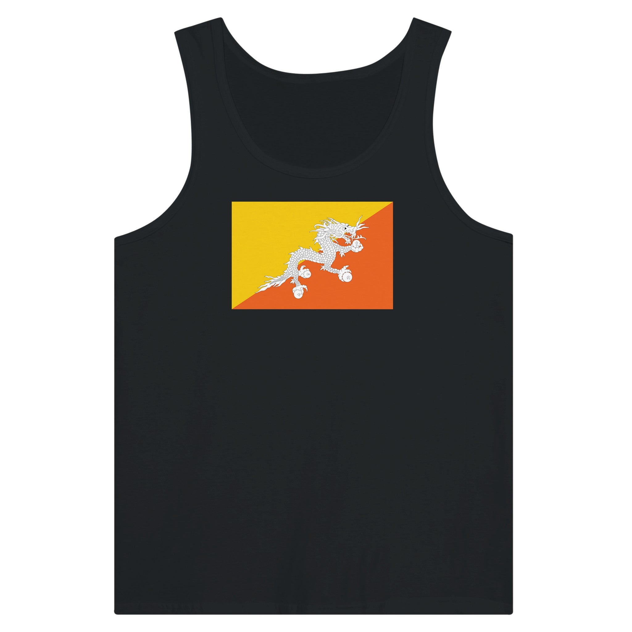 Débardeur Drapeau du Bhoutan en coton, avec impression centrale colorée du drapeau bhoutanais.