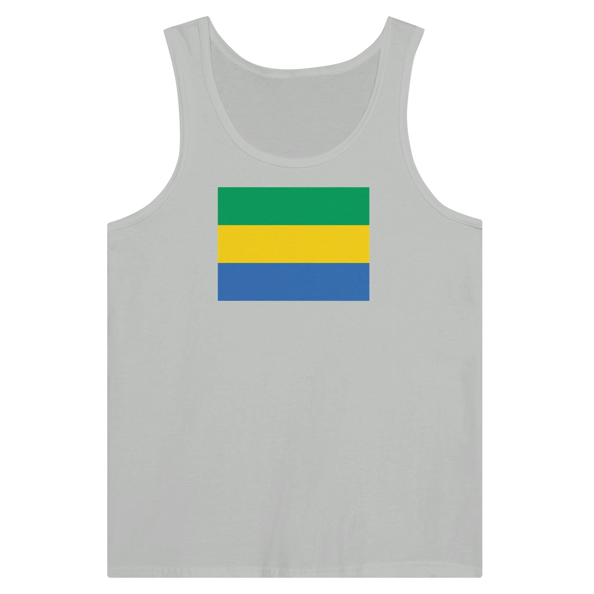 Débardeur Drapeau du Gabon en coton, avec impression centrale colorée du drapeau, disponible en plusieurs couleurs.