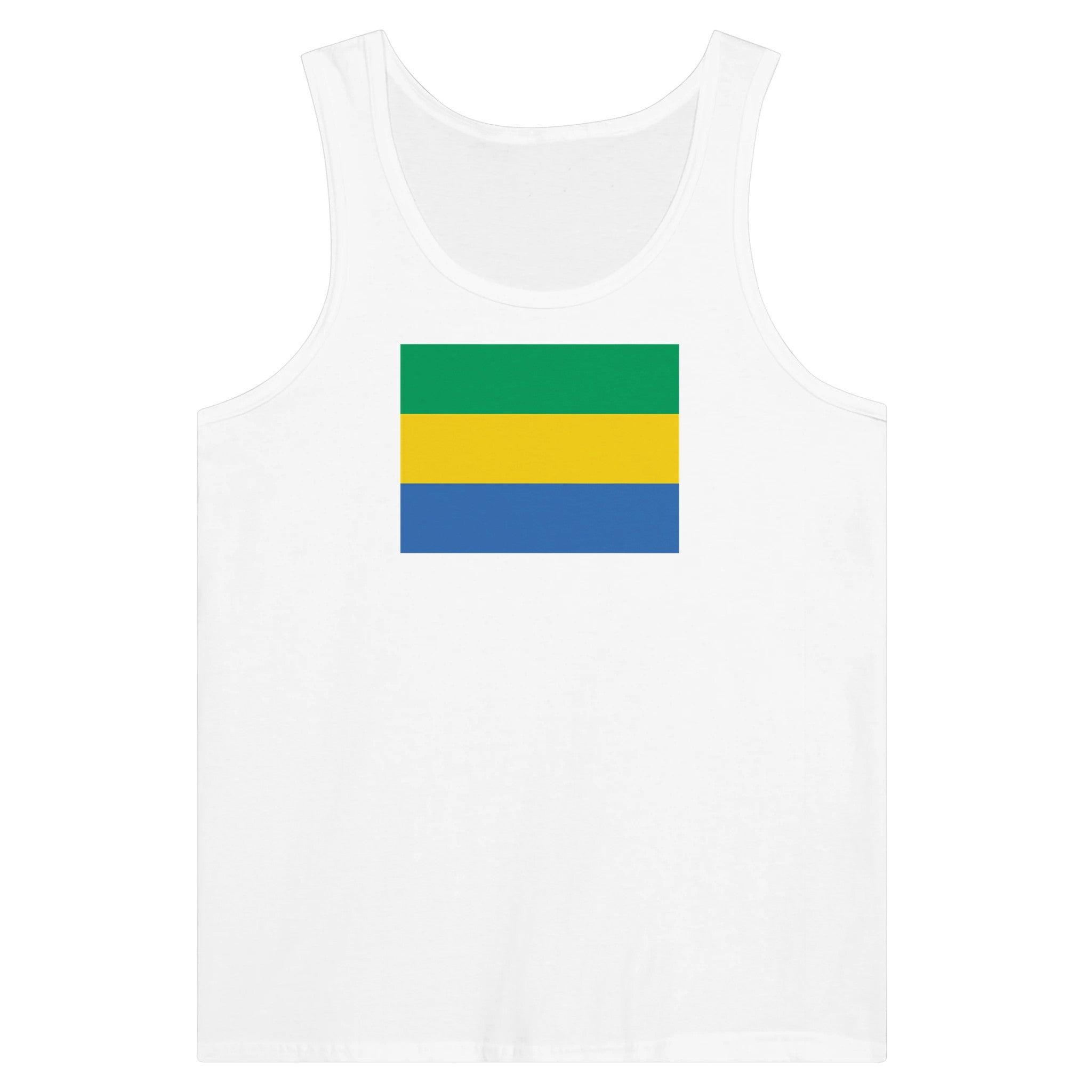 Débardeur Drapeau du Gabon en coton, avec impression centrale colorée du drapeau, disponible en plusieurs couleurs.