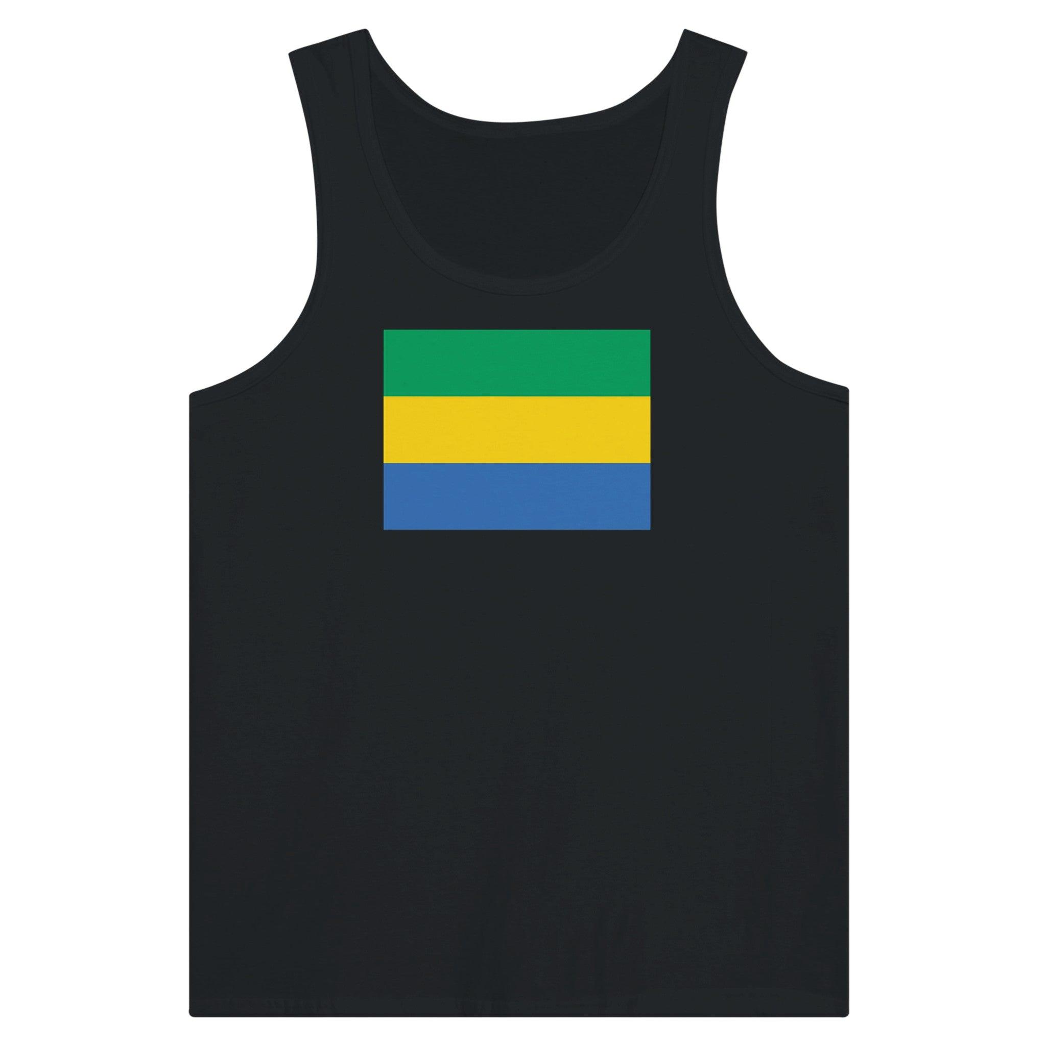Débardeur Drapeau du Gabon en coton, avec impression centrale colorée du drapeau, disponible en plusieurs couleurs.