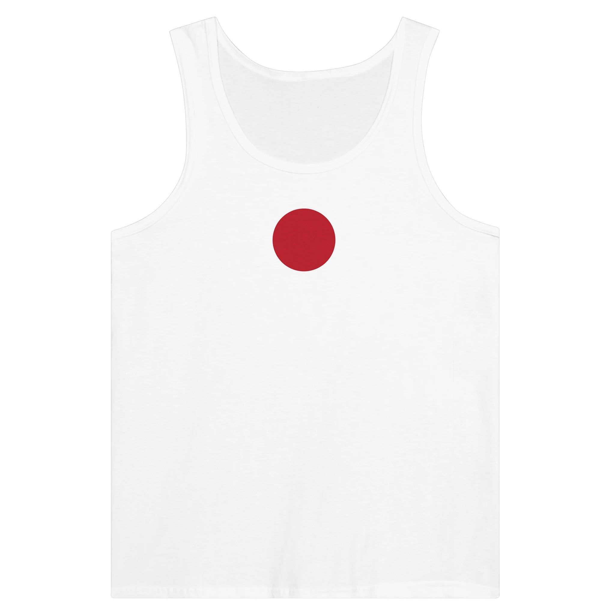 Débardeur Drapeau du Japon en coton, avec impression centrale du drapeau japonais, disponible en plusieurs couleurs.