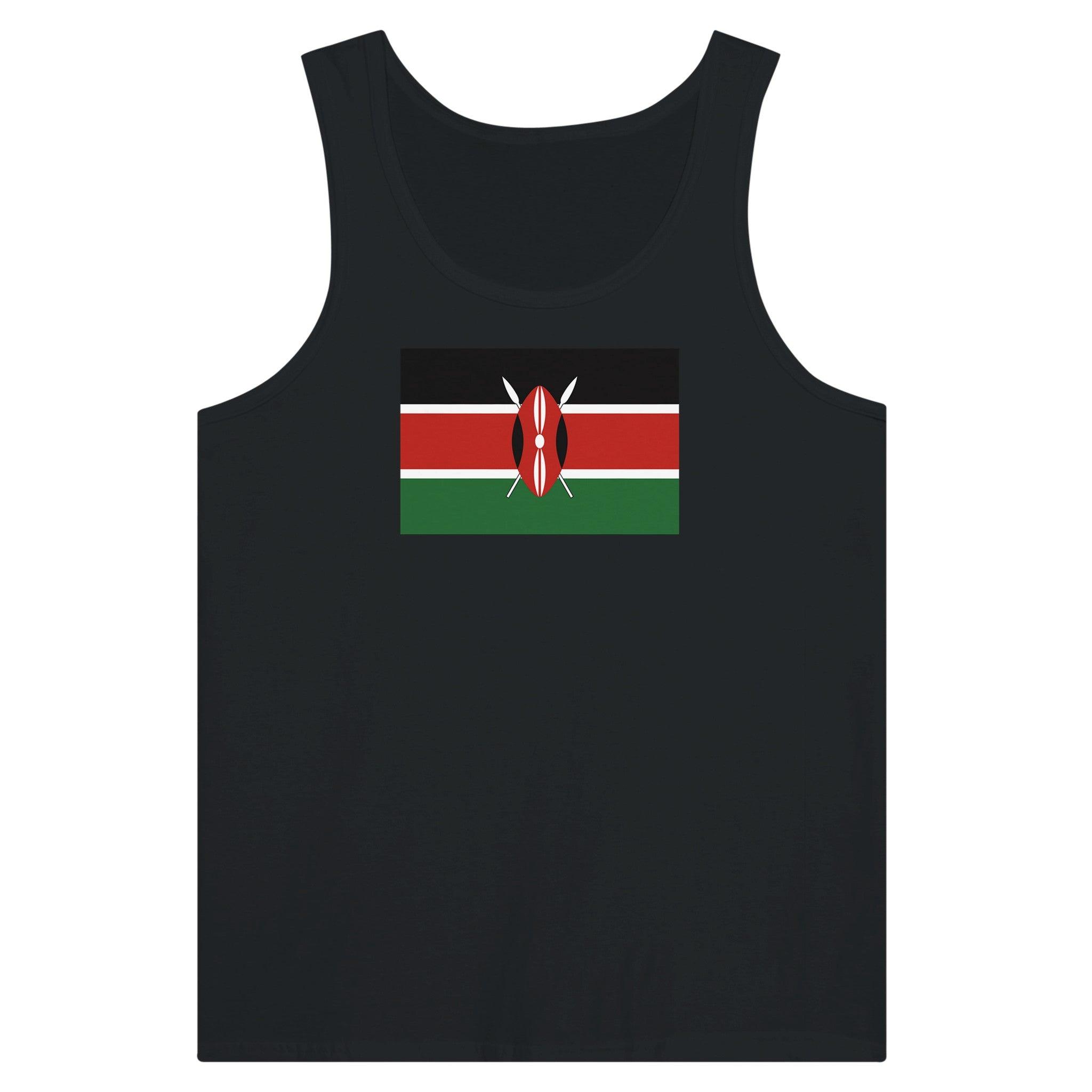 Débardeur Drapeau du Kenya en coton, avec impression centrale colorée et design unique, parfait pour afficher votre fierté culturelle.