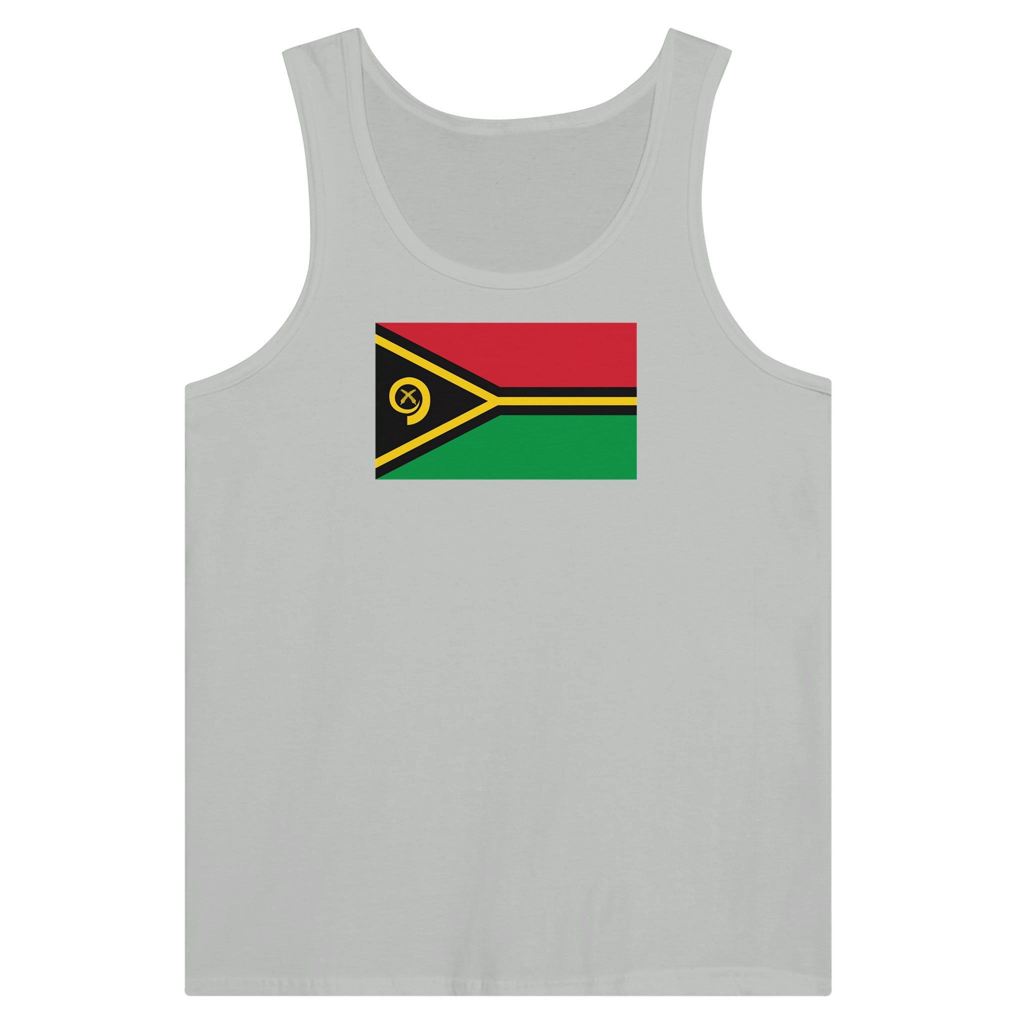 Débardeur Drapeau du Vanuatu en coton, avec impression centrale colorée du drapeau, disponible en plusieurs couleurs.