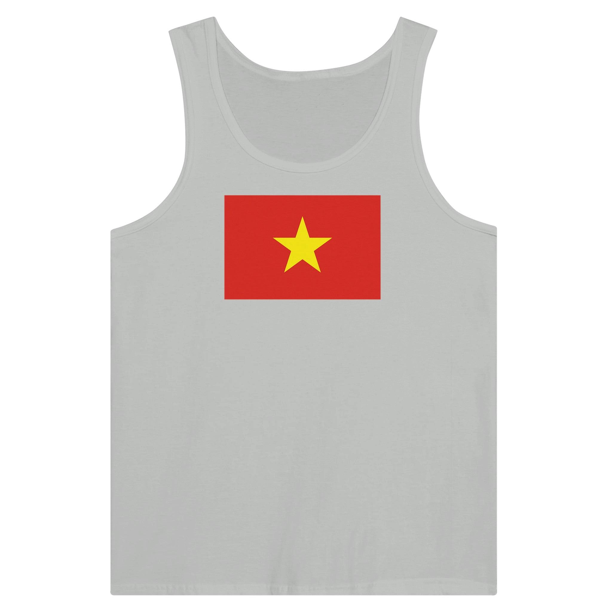 Débardeur Drapeau du Viêt Nam en coton, avec impression centrale du drapeau, disponible en plusieurs couleurs.
