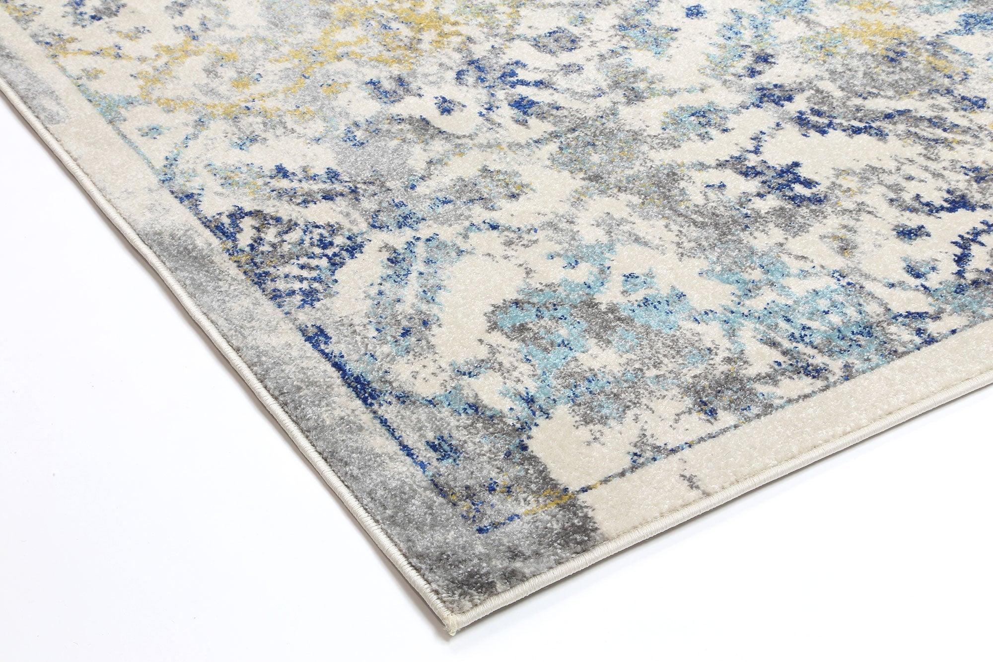 Delicate Blue Green Contemporary Rug measuring 80x150 cm with a chic medallion pattern and distressed design, perfect for modern interiors.