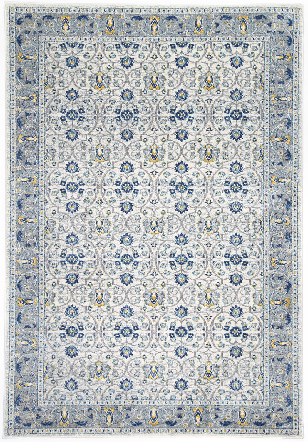 Delicate Blue Green Oriental Rug with a chic medallion pattern and distressed design, measuring 200x290 cm, perfect for modern and vintage decor.