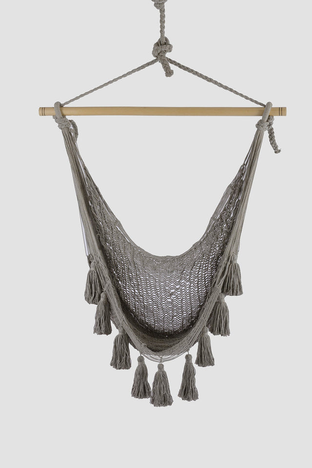 Deluxe Hammock Swing Chair in Plain Dream Sands, showcasing its double weave design and outdoor cotton material, perfect for relaxation.