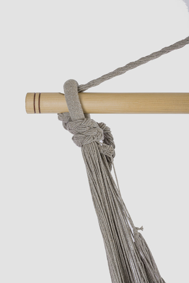 Deluxe Hammock Swing Chair in Plain Dream Sands, showcasing its double weave design and outdoor cotton material, perfect for relaxation.