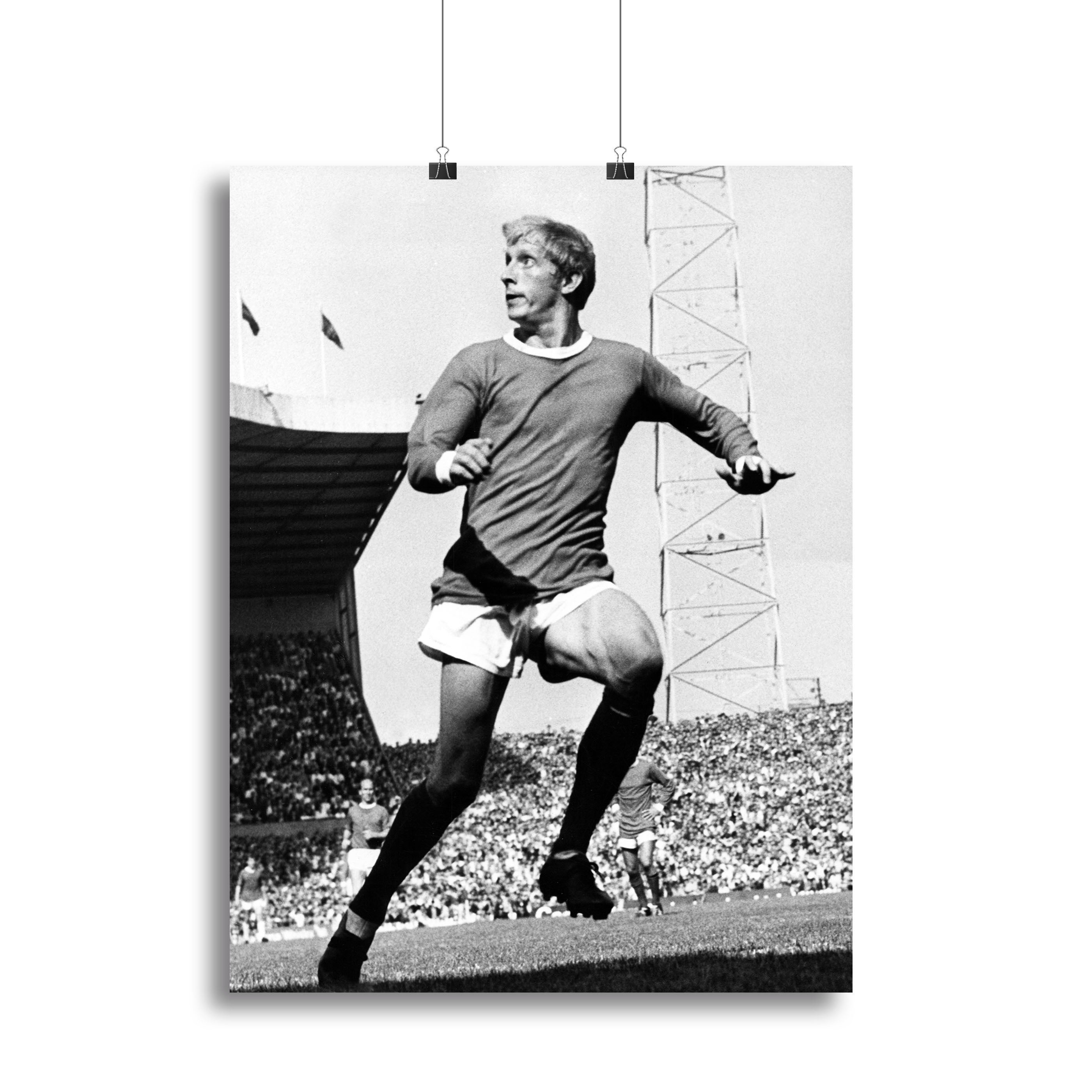 Denis Law 1969 Canvas Print showcasing vibrant colors and iconic football imagery, perfect for home or office decor.