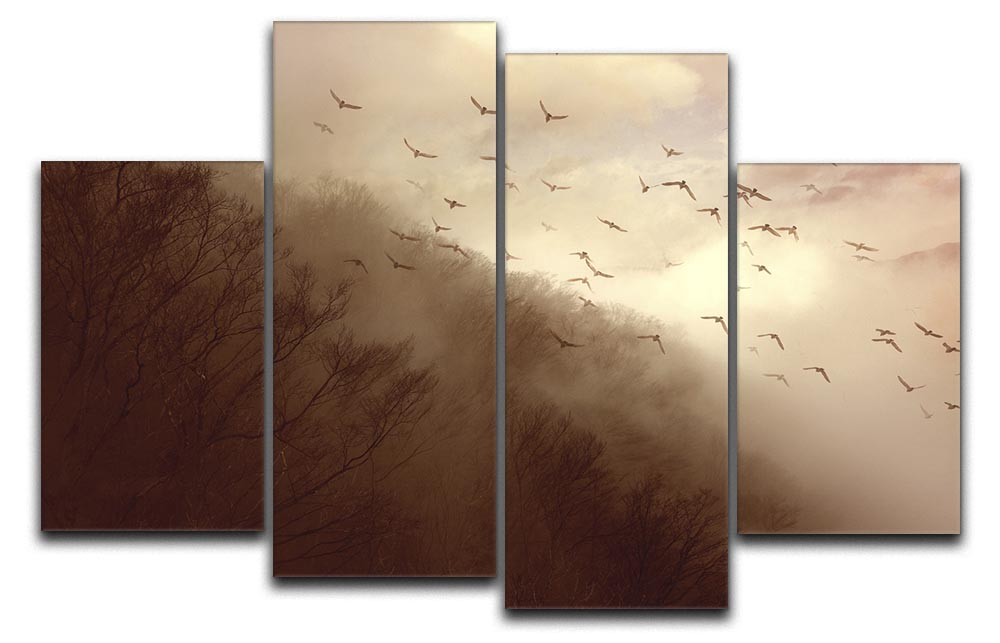 Departure 4 Split Panel Canvas artwork featuring four equal sections creating a cohesive and dynamic design.
