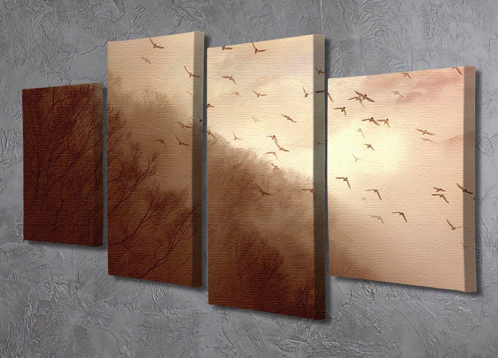 Departure 4 Split Panel Canvas artwork featuring four equal sections creating a cohesive and dynamic design.