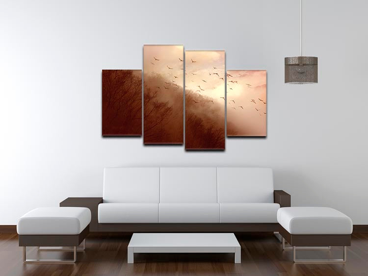 Departure 4 Split Panel Canvas artwork featuring four equal sections creating a cohesive and dynamic design.