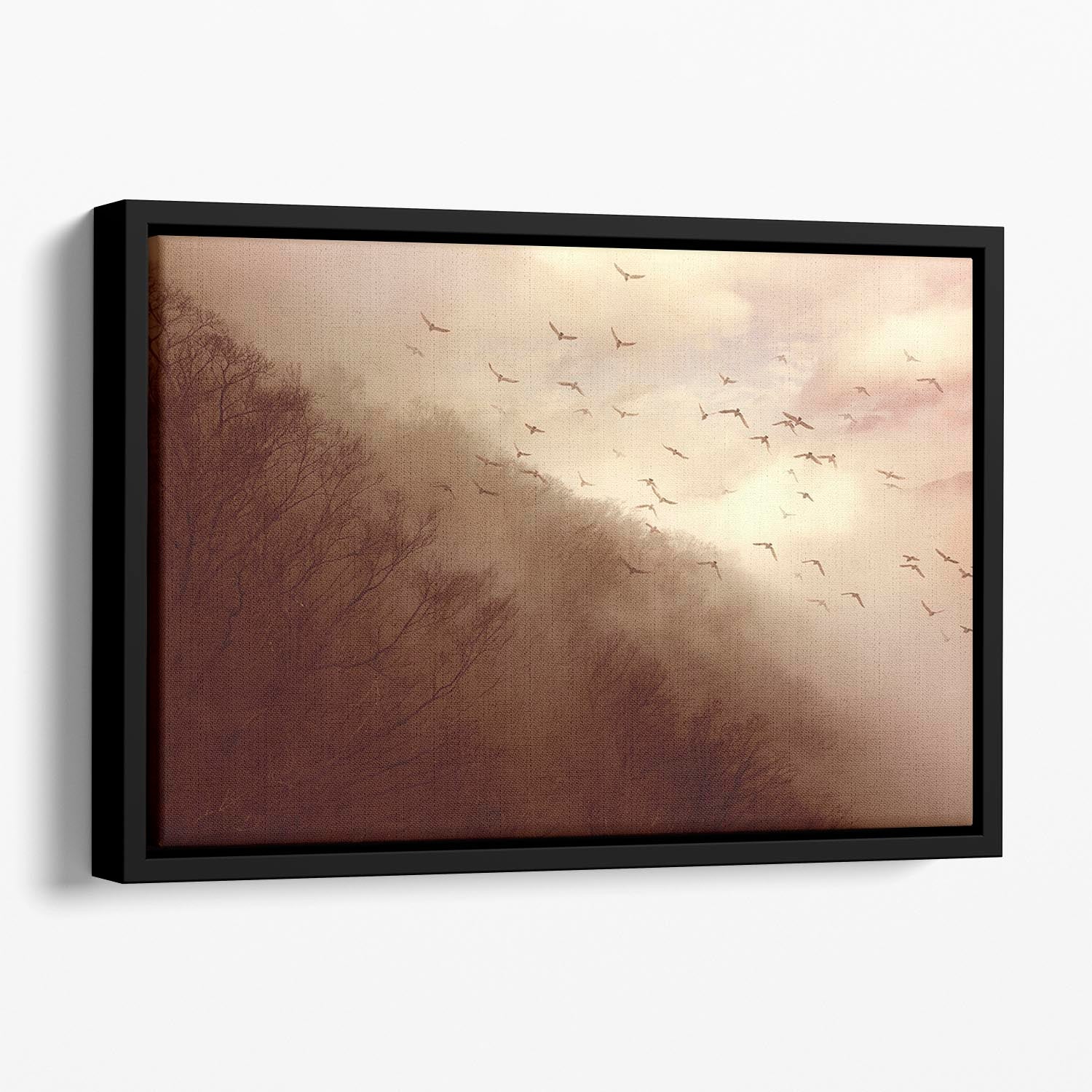 Departure Floating Framed Canvas featuring vibrant abstract art in an elegant floating frame, perfect for home decor.