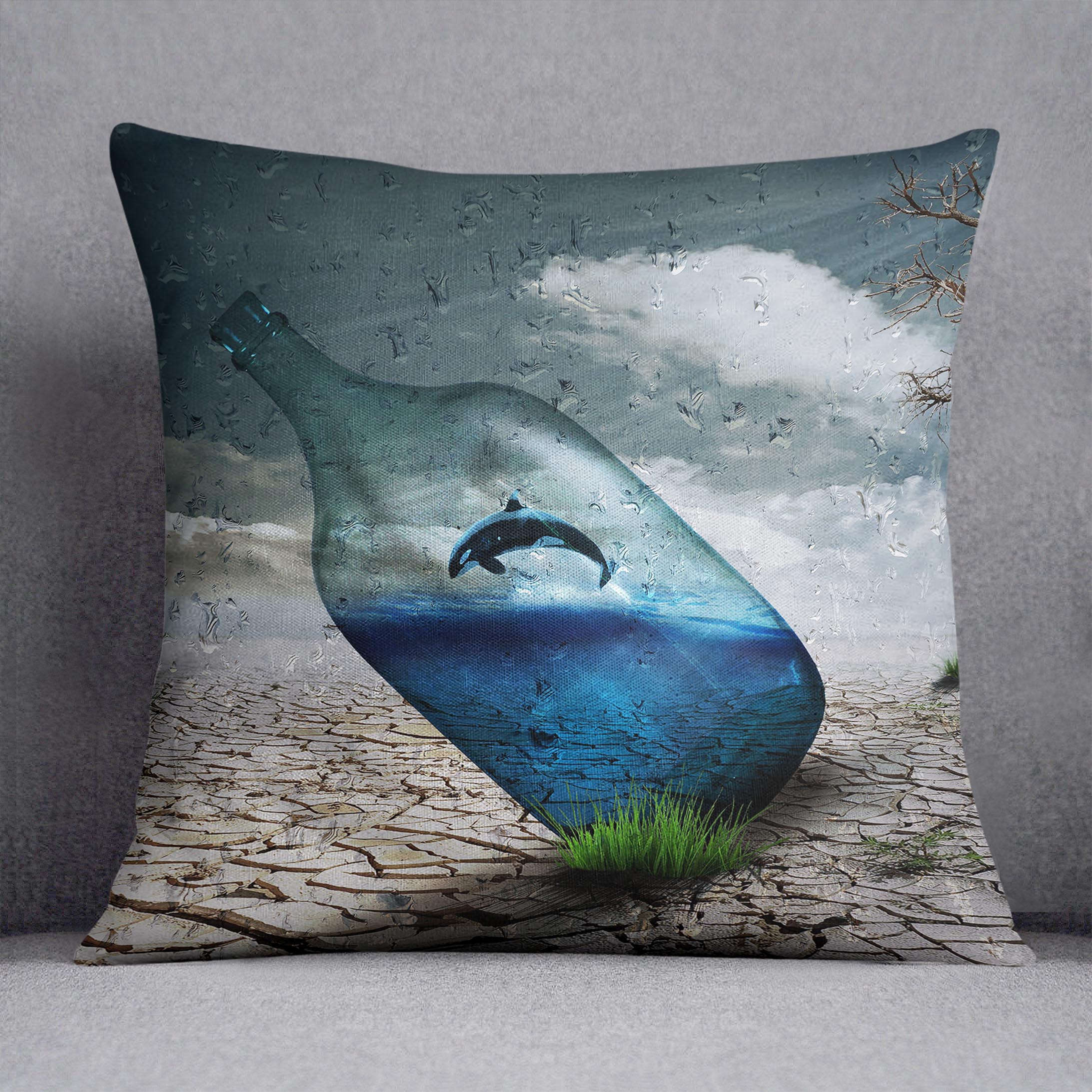 Desert In A Bottle Cushion featuring vibrant abstract design on luxurious vegan faux suede, perfect for home decor.