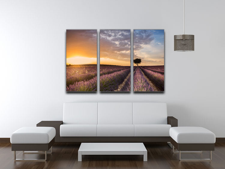 Destination Lavender 3 Split Panel Canvas Print featuring calming lavender hues and elegant design, perfect for home decor.