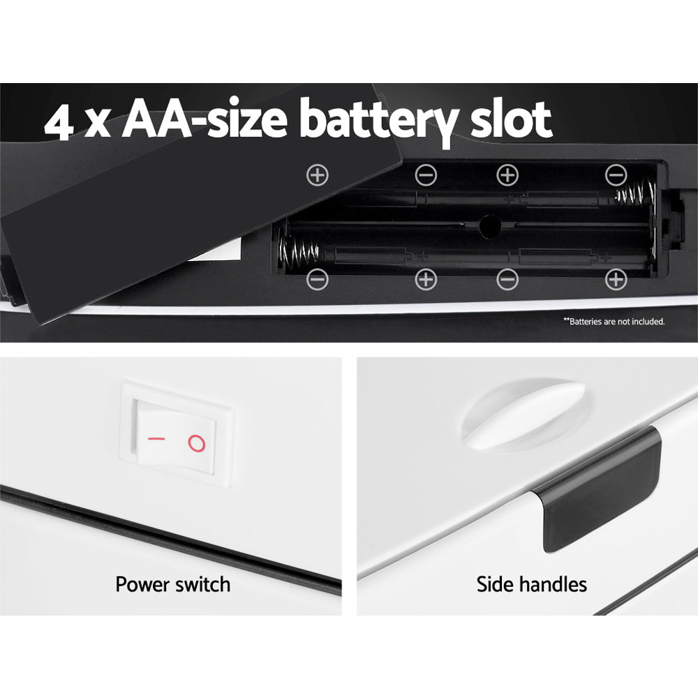 Devanti 45L Sensor Bin in white, showcasing its sleek design and motion sensor feature for hands-free waste disposal.