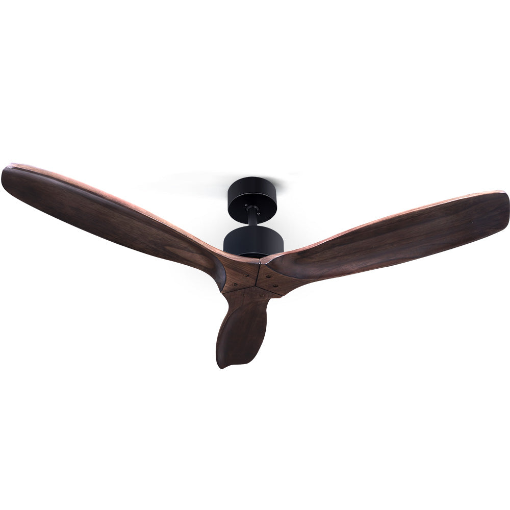Devanti 52'' Ceiling Fan with remote control and three wooden blades, showcasing its elegant design and functionality.