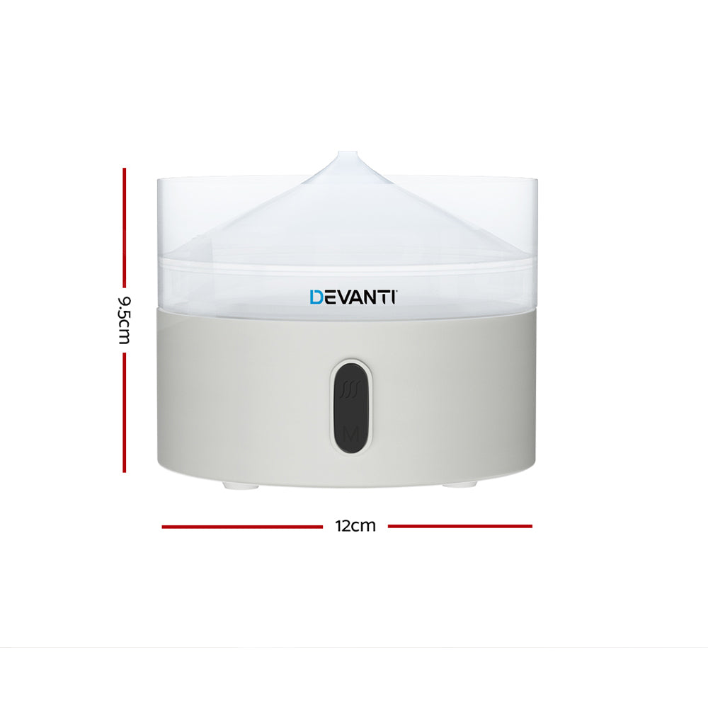 Devanti Aroma Diffuser with Himalayan Salt Crystals and LED light, showcasing its sleek design and functionality.