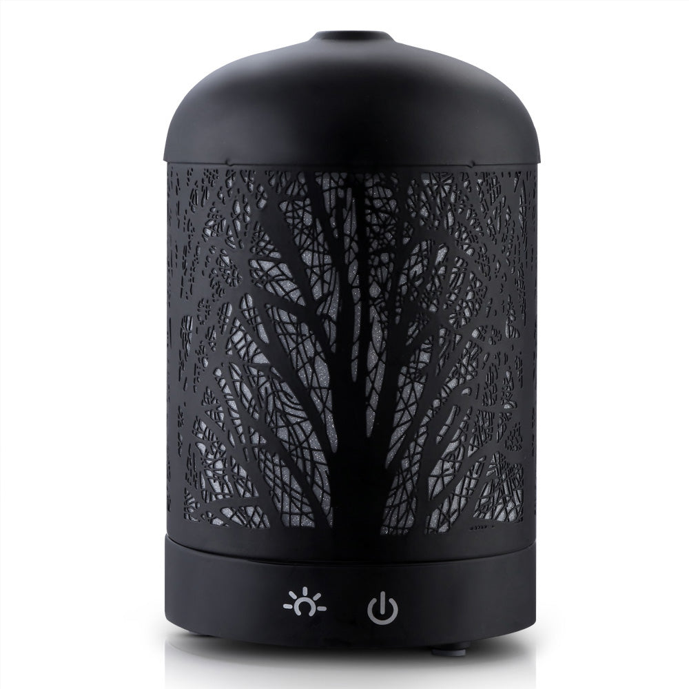 DEVANTI Aroma Diffuser featuring an enchanted forest pattern and LED night light, designed for aromatherapy and air purification.