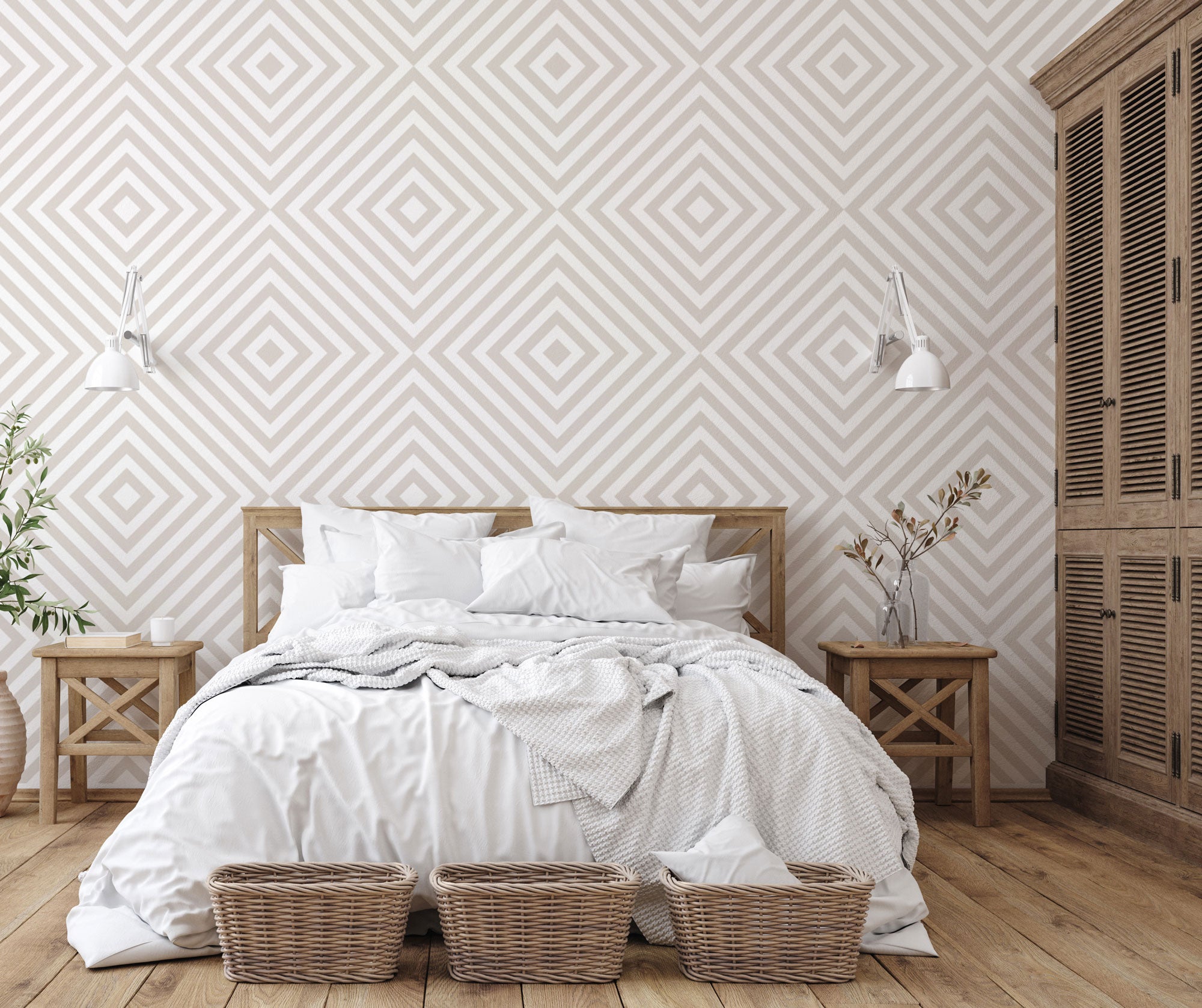 Diamond Geo Wallpaper featuring a modern geometric pattern in vibrant colors, perfect for home decor.