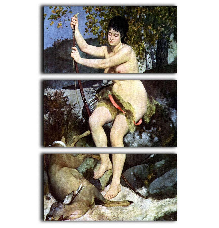 Three-panel canvas print of Diana as Hunter by Renoir, showcasing vibrant colors and intricate details.