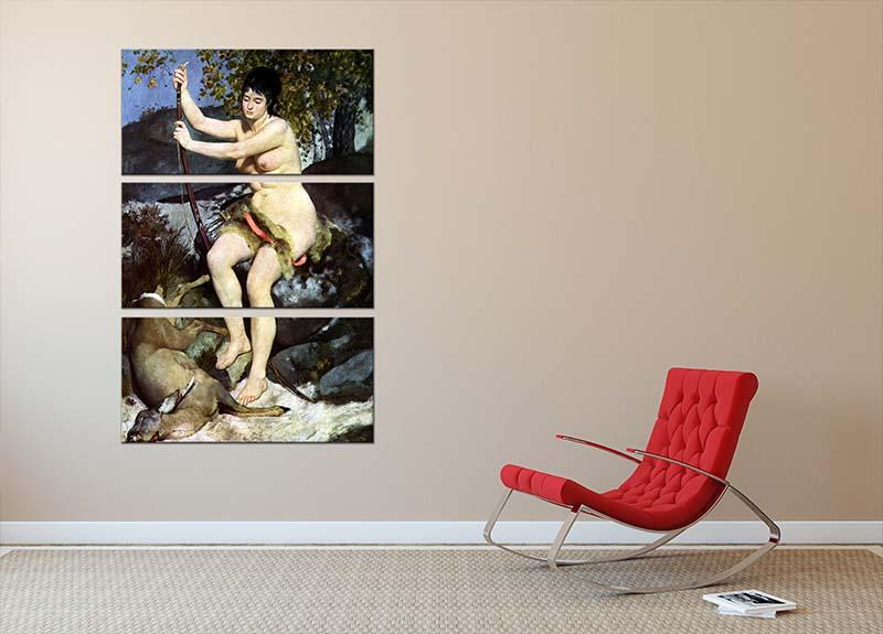 Three-panel canvas print of Diana as Hunter by Renoir, showcasing vibrant colors and intricate details.