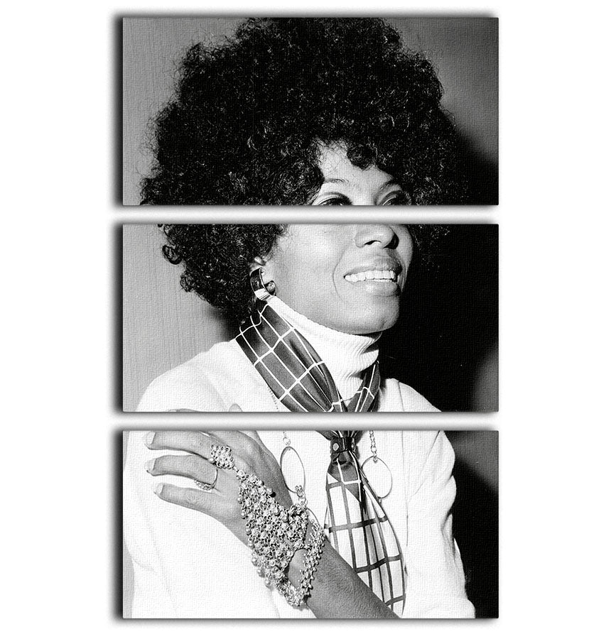 A stunning 3-panel canvas print featuring Diana Ross in 1968, showcasing vibrant colors and high-quality artwork.