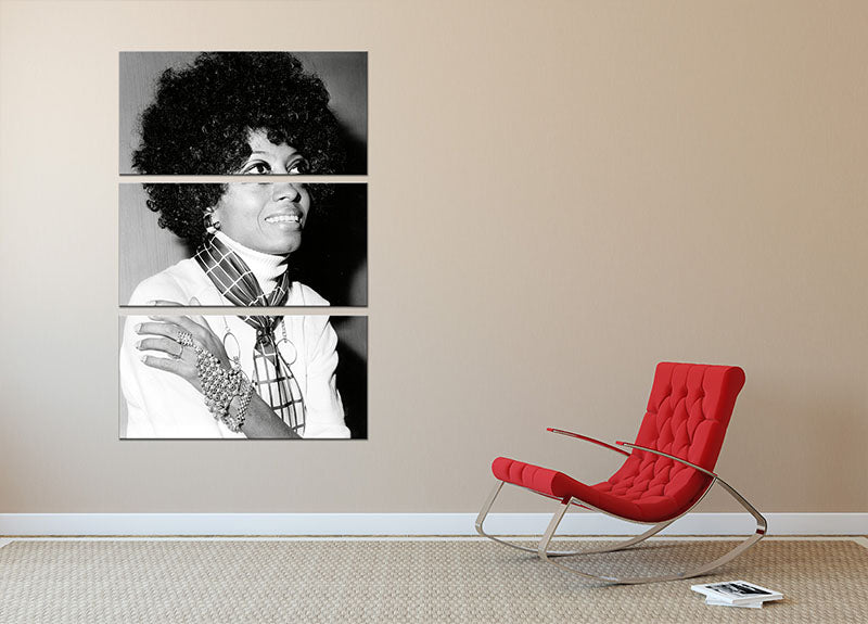A stunning 3-panel canvas print featuring Diana Ross in 1968, showcasing vibrant colors and high-quality artwork.