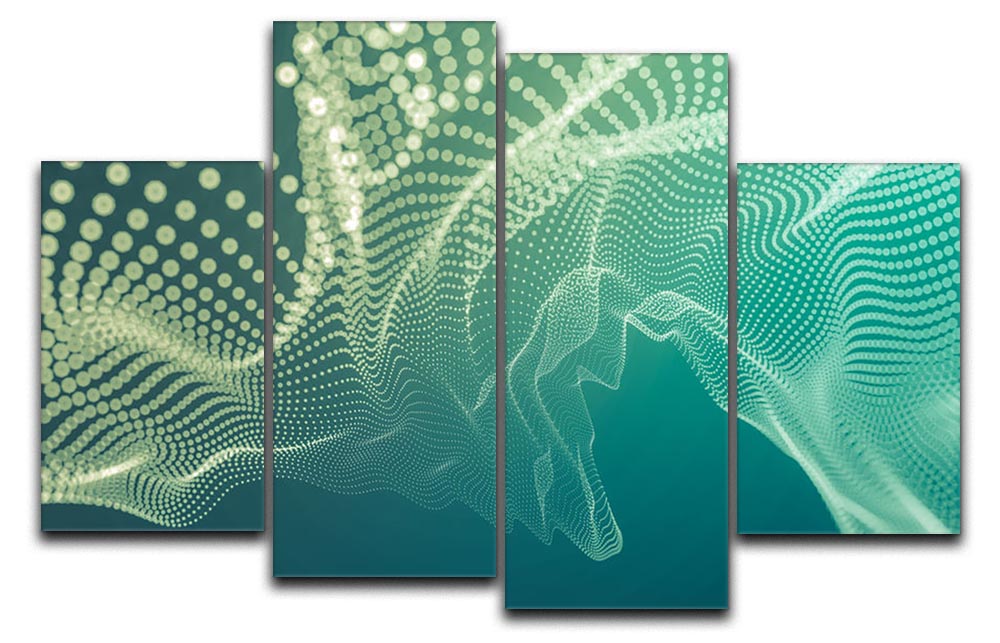 Dimensional Dots 4 Split Panel Canvas artwork featuring vibrant colors and a unique multi-dimensional design, arranged in four panels.