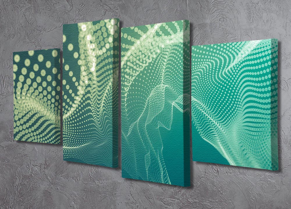 Dimensional Dots 4 Split Panel Canvas artwork featuring vibrant colors and a unique multi-dimensional design, arranged in four panels.