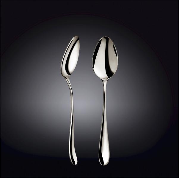An elegant 8-inch WILMAX dinner spoon made of high polish stainless steel, showcasing its smooth texture and finely balanced handle.
