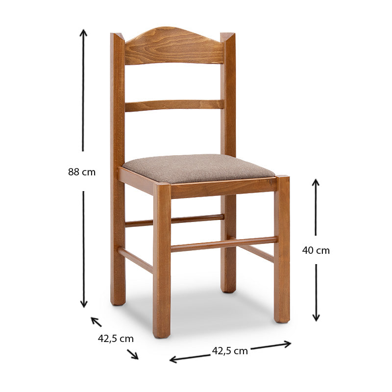 BERTHA Dining Chair made of solid beech wood in walnut color, featuring a comfortable upholstered seat and elegant design.