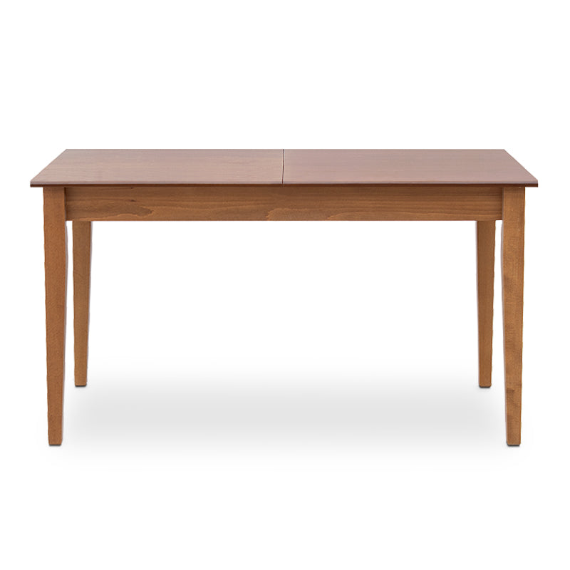 HOME 5 pcs extendable dining set featuring a walnut finish, solid beech wood frame, and premium MDF surface, including four matching chairs.