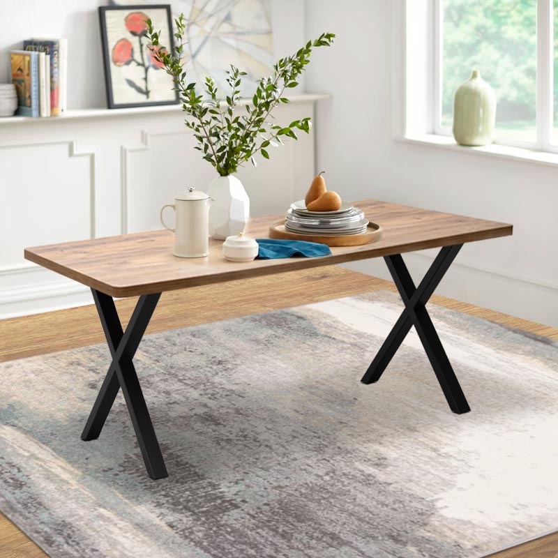 MALVIN Dining Table in acacia color, measuring 160x80x75cm, showcasing its sleek design and sturdy construction.