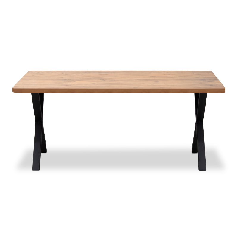 MALVIN Dining Table in acacia color, measuring 160x80x75cm, showcasing its sleek design and sturdy construction.