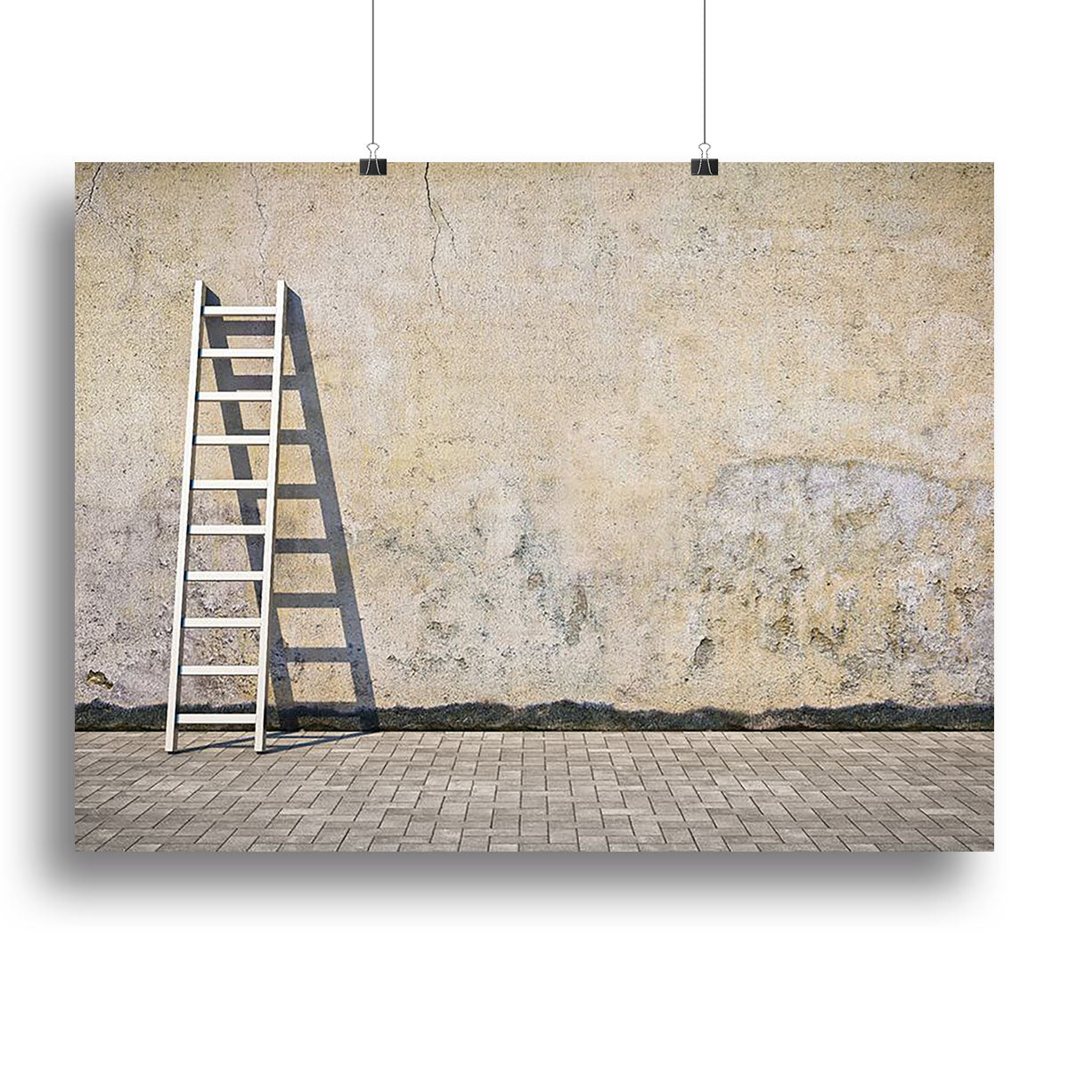 A canvas print featuring a dirty grunge wall with a ladder, showcasing an urban aesthetic perfect for modern decor.