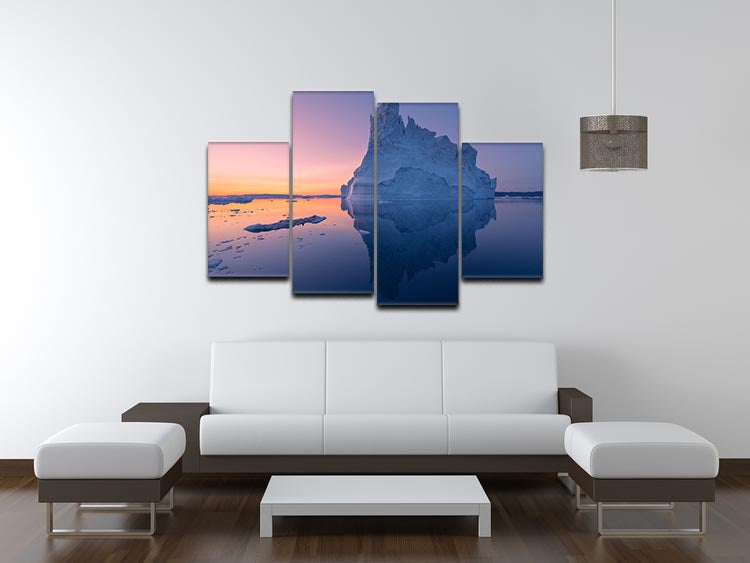 Disko Bay I 4 Split Panel Canvas artwork featuring vibrant colors and dynamic design, displayed in a modern setting.