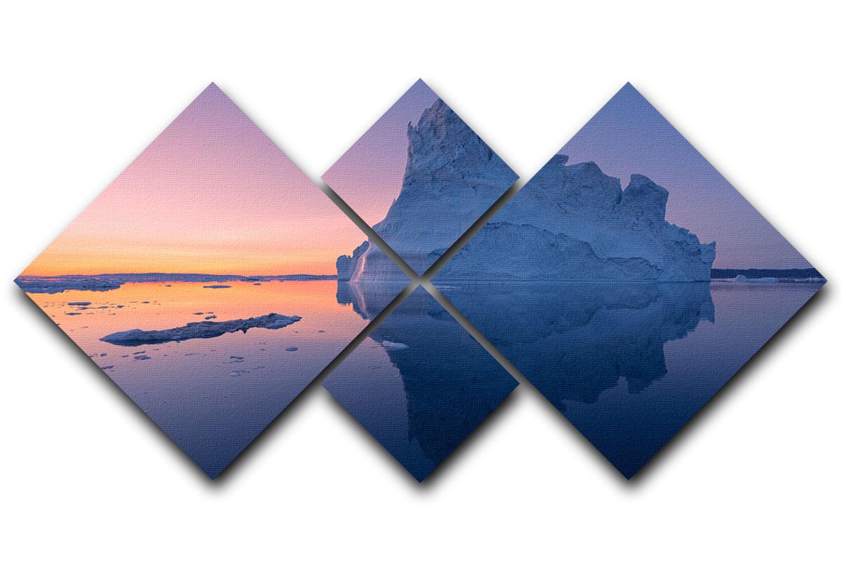 Disko Bay I 4 Square Multi Panel Canvas artwork featuring four equal square sections, showcasing a harmonious and vibrant design.