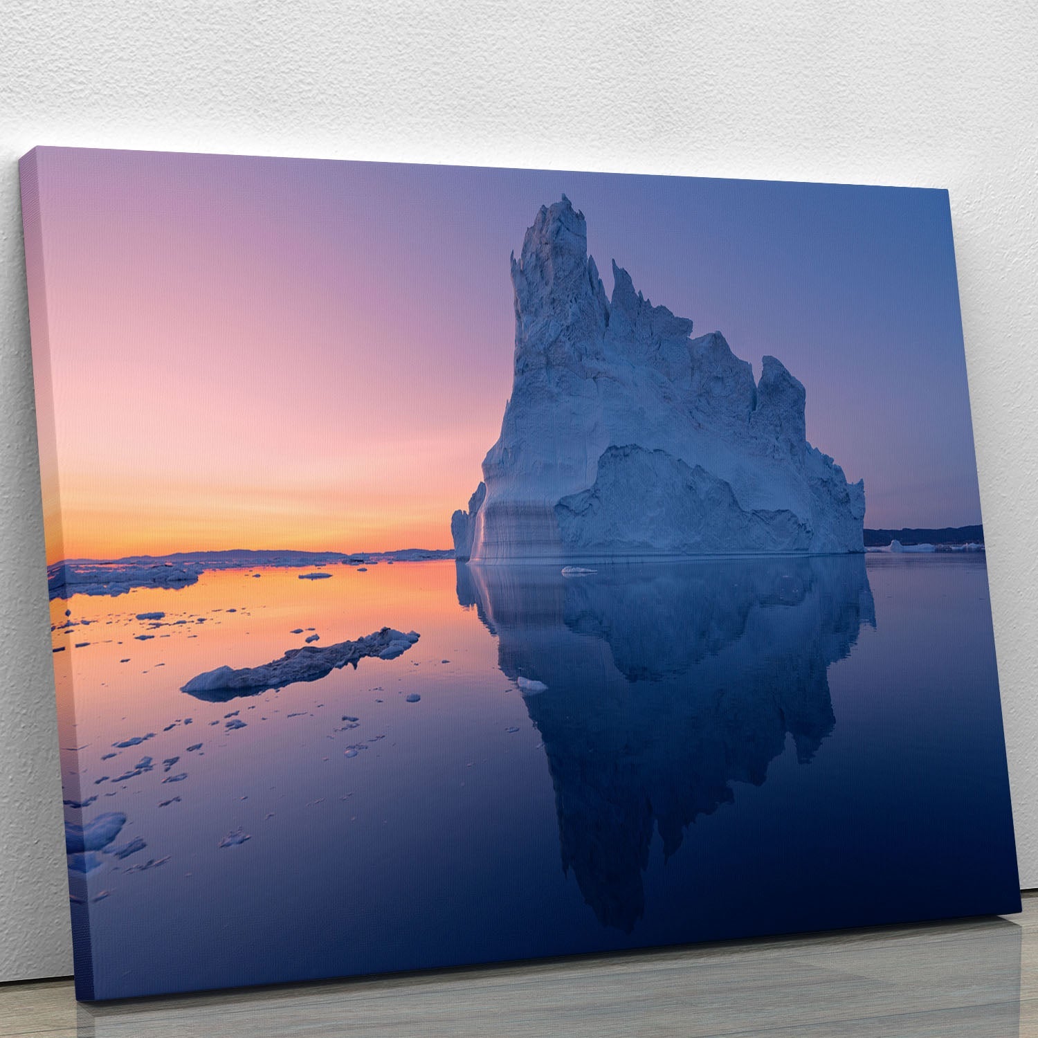 Disko Bay I Canvas Print showcasing vibrant colors and stunning natural scenery, perfect for home or office decor.