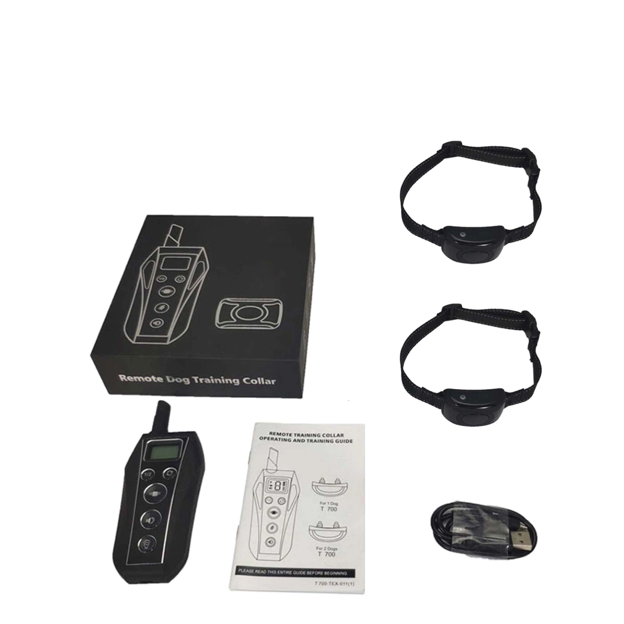 Dog Bark Collar with two receivers, waterproof design, and remote control for effective training.