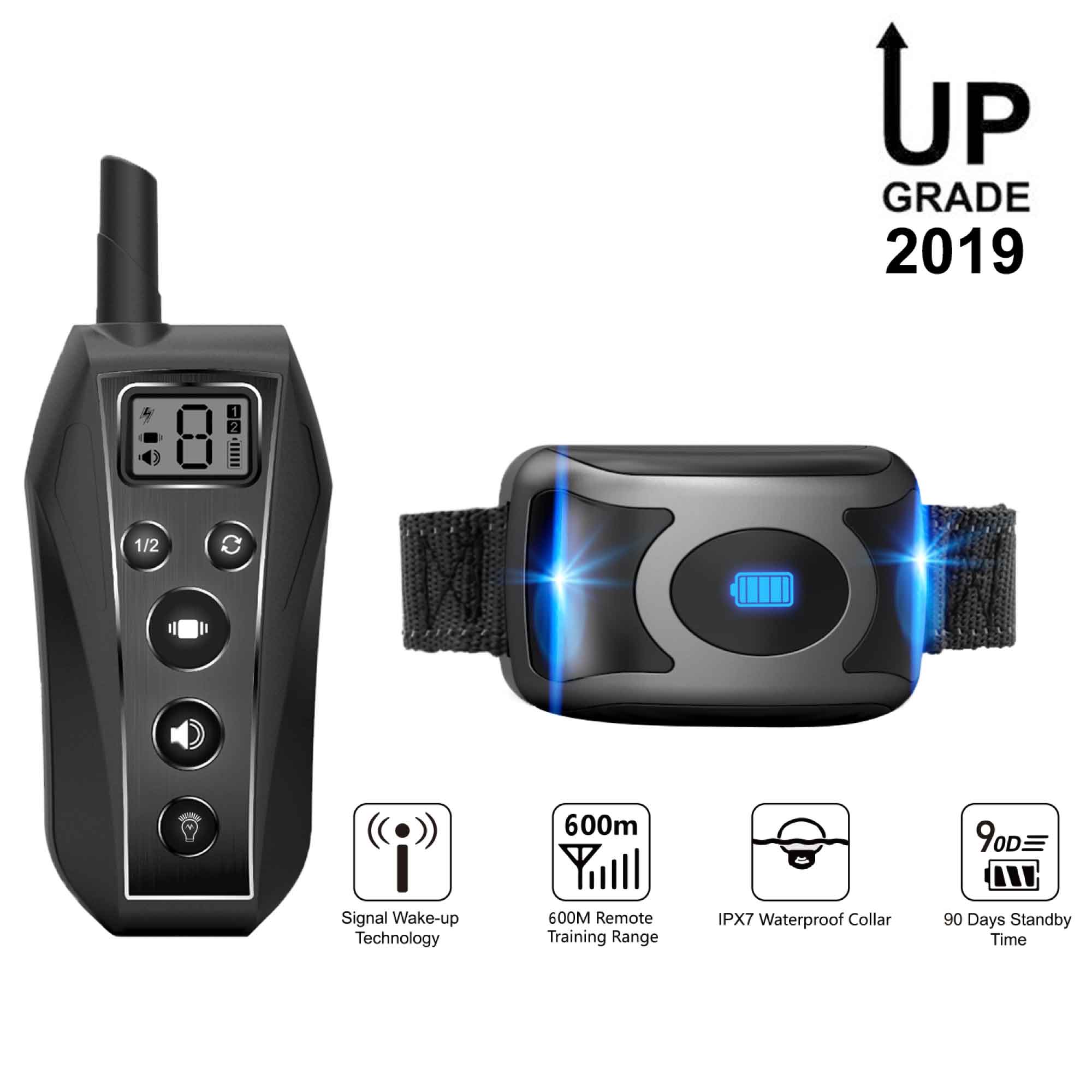 Dog Bark Collar with two receivers, waterproof design, and remote control for effective training.