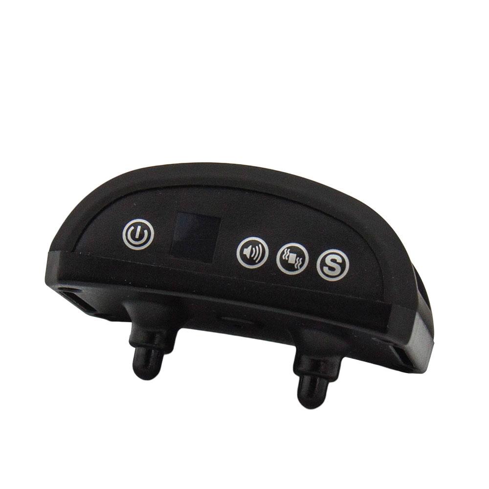 Dog Bark Collar featuring sound and vibration technology, USB rechargeable, rainproof design, and reflective nylon material for nighttime visibility.