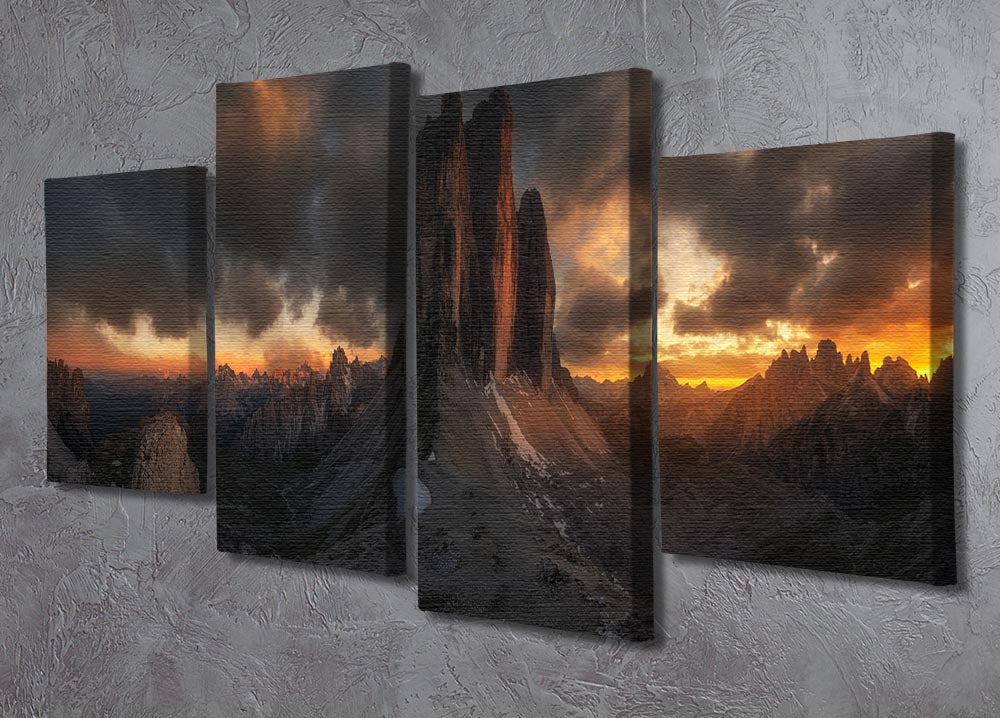 Dolomitas Mountains 4 Split Panel Canvas artwork showcasing stunning mountain scenery divided into four panels.
