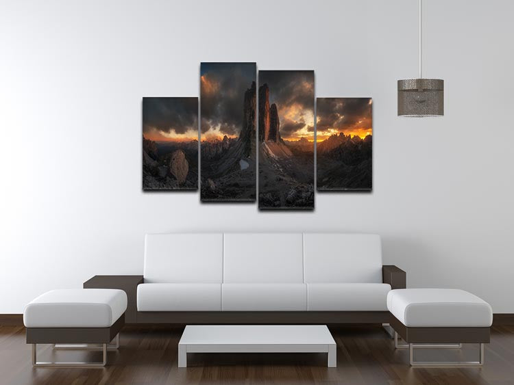 Dolomitas Mountains 4 Split Panel Canvas artwork showcasing stunning mountain scenery divided into four panels.